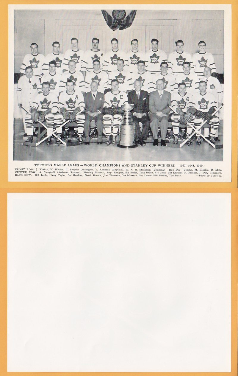 1945-54 QUAKER OATS PHOTO TORONTO MAPLE LEAFS STANLEY CUP TEAM photo 1945-54 QUAKER OATS PHOTO TORONTO MAPLE LEAFS STANLEY CUP TEAM photo